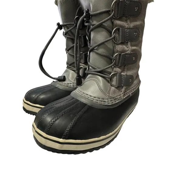 Sorel Joan of Arctic Boots Youth Size 3 Gray Black Waterproof Insulated Winter