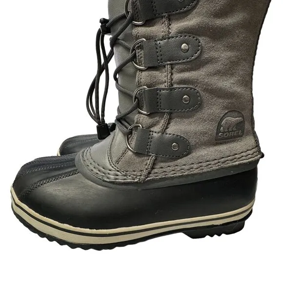 Sorel Joan of Arctic Boots Youth Size 3 Gray Black Waterproof Insulated Winter