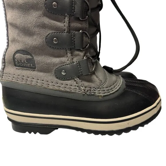 Sorel Joan of Arctic Boots Youth Size 3 Gray Black Waterproof Insulated Winter