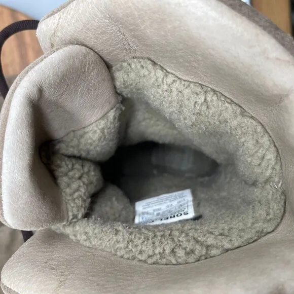 Sorel Kaya Boots Women Size 7 Fleece Insulated Taupe Snow Winter Mocs NL1439-255