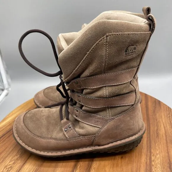 Sorel Kaya Boots Women Size 7 Fleece Insulated Taupe Snow Winter Mocs NL1439-255