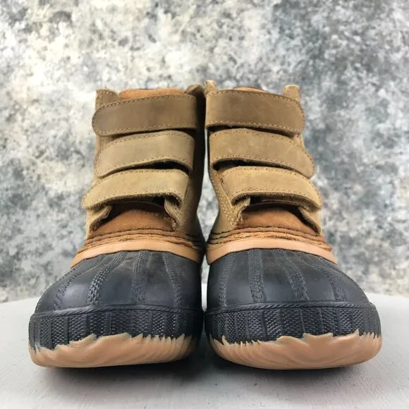 Sorel Kids Size 10 Cheyanne Brown Leather Waterproof Strap Duck Winter Boots
