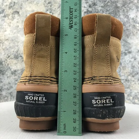 Sorel Kids Size 10 Cheyanne Brown Leather Waterproof Strap Duck Winter Boots