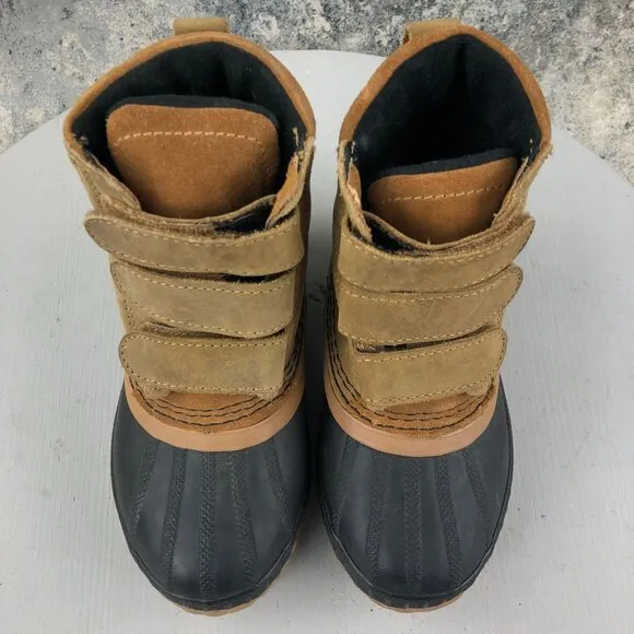 Sorel Kids Size 10 Cheyanne Brown Leather Waterproof Strap Duck Winter Boots