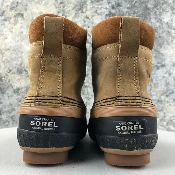 Sorel Kids Size 10 Cheyanne Brown Leather Waterproof Strap Duck Winter Boots