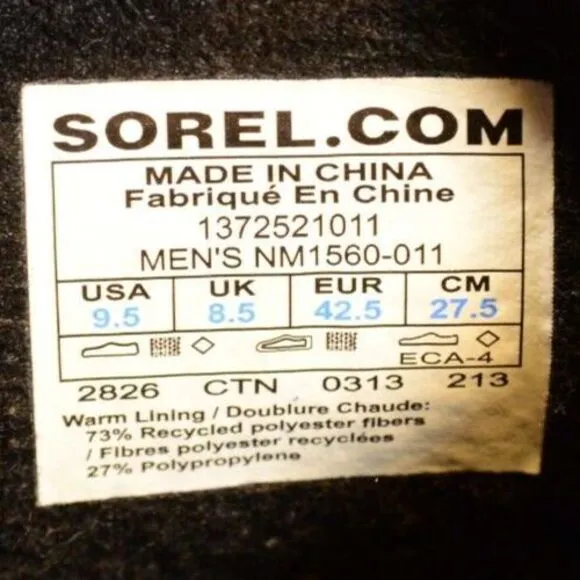 Sorel Mens 1964 Premium T‎ Cvs Boots NM 1560-011 Black Gray Size 9.5 US