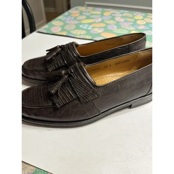 Spain Genuine Lizard Wingtip Kiltie Tassel Loafers Shoes Men’s 7.5 D - ET Wright