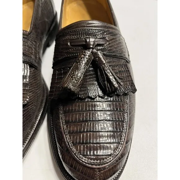 Spain Genuine Lizard Wingtip Kiltie Tassel Loafers Shoes Men’s 7.5 D - ET Wright