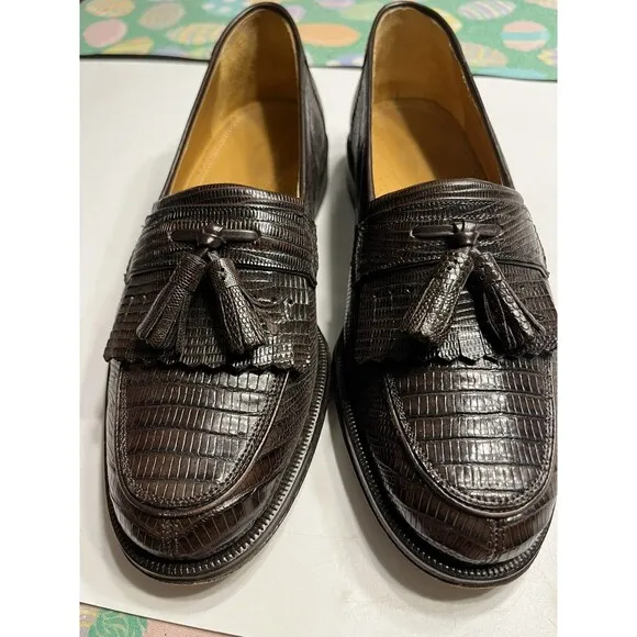 Spain Genuine Lizard Wingtip Kiltie Tassel Loafers Shoes Men’s 7.5 D - ET Wright