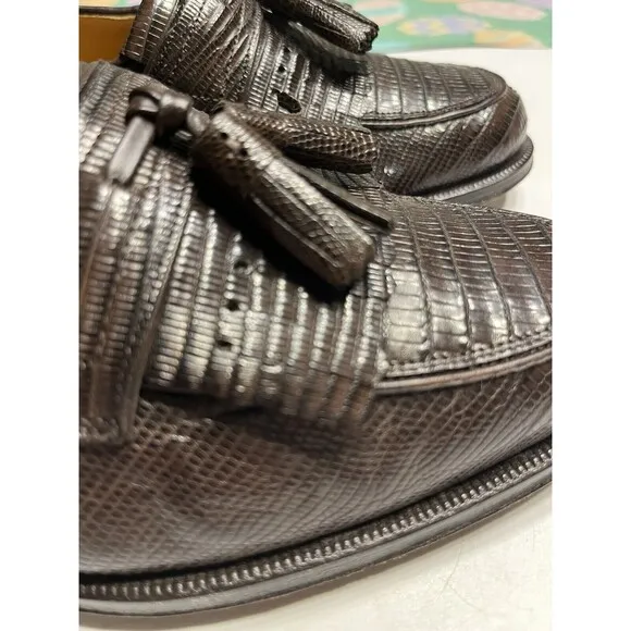 Spain Genuine Lizard Wingtip Kiltie Tassel Loafers Shoes Men’s 7.5 D - ET Wright