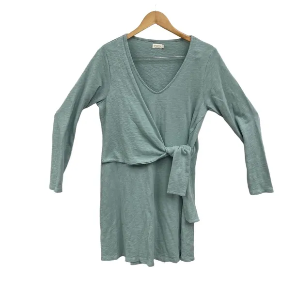 Spartina 449 Deanna Wrap Dress Seafoam Green Mid Length Long Sleeve Cotton