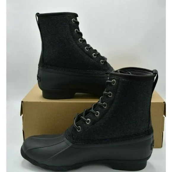 Sperry Mens Size 8 M Saltwater Wool Dark Grey Duck Boots Shoes STS23076