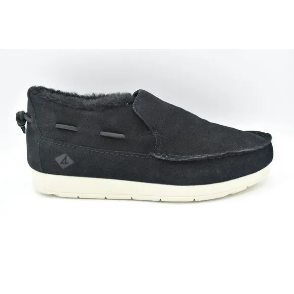 Sperry Men Size 11.5 Moc Sider Black Suede Lined Slip on Boots Shoes STS23724