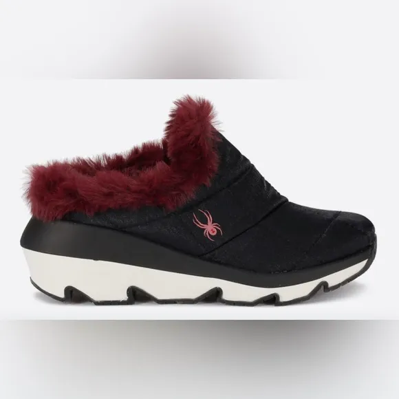 Spyder Blackberry Fur-Lined Slip-On Shoes slippers Sz 10 EUC Comfy Quilted outer