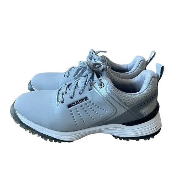 Sqairz Womans 8.5 Freedom Golf Shoes Low Top Sneakers Turf Spikes Gray Silver