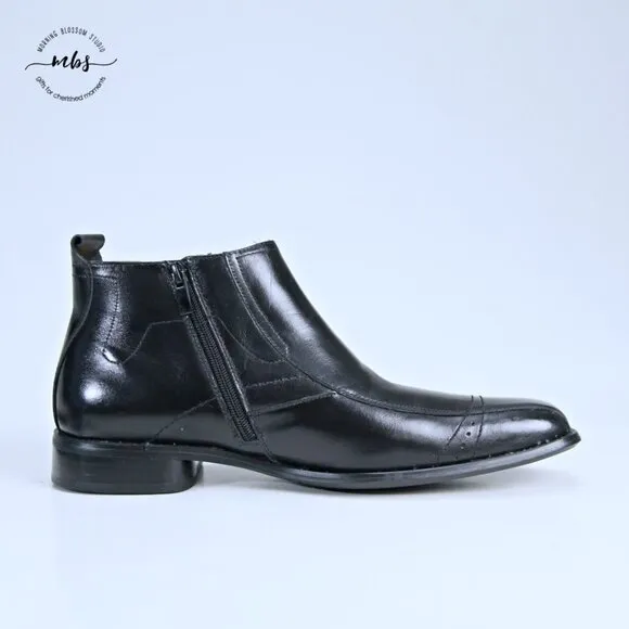 Stacy Adams Leather Moc Toe Chelsea Boots Black Men 10