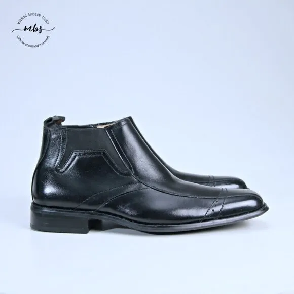Stacy Adams Leather Moc Toe Chelsea Boots Black Men 10