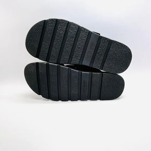 Steve Madden Atler Sandals Mens Size 11 M Black Leather Slide Buckle Casual