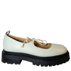 Steve Madden Landon Cream Leather Mary Jane Lug Sole Chunky Retro 90s size 8.5