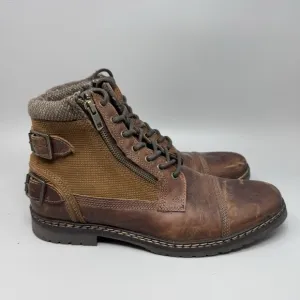 Steve Madden Welcome Boots Men 10.5 Ankle Leather Chelsea Combat Zip Buckle