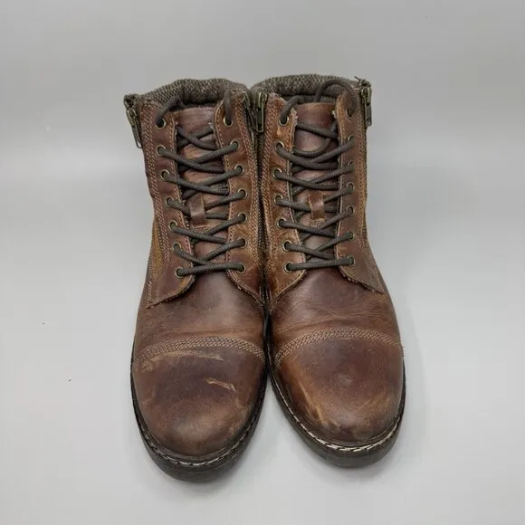 Steve Madden Welcome Boots Men 10.5 Ankle Leather Chelsea Combat Zip Buckle