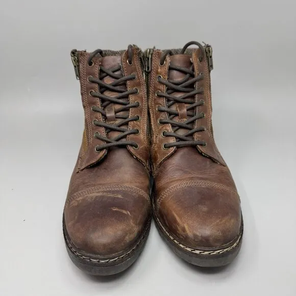 Steve Madden Welcome Boots Men 10.5 Ankle Leather Chelsea Combat Zip Buckle