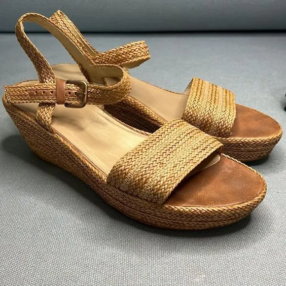Stuart Weitzman Natural Woven Wedges Espadrilles Shoes
