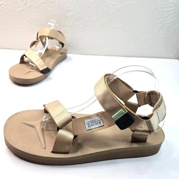 Suicoke Flat Dad Sandals Womens 12 Tan Open Toe Casual Walking Comofort Utility