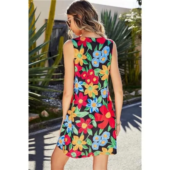 Summer Dresses for Women Beach 05 Black Floral