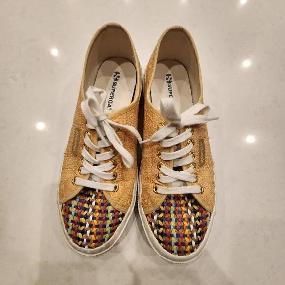 Superga Italian Brand shoe, 2750 Raffia Multi. Woman’s sneakers size 9