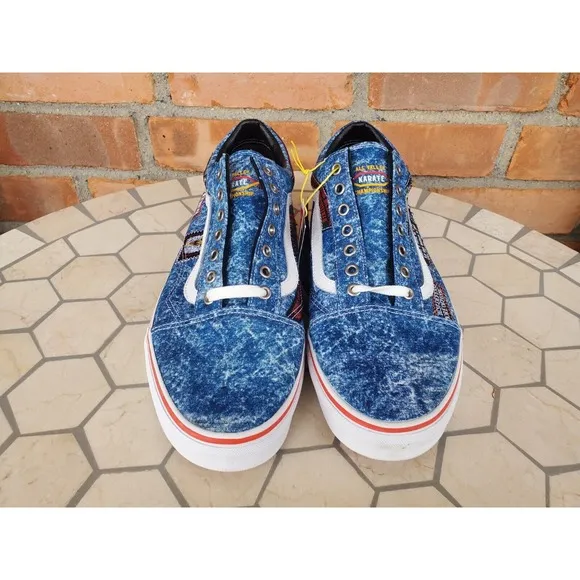 Sz 10 NEW Vans Cobra Kai Eagle Fang Old Skool Skate Shoes Mens Denim Blue