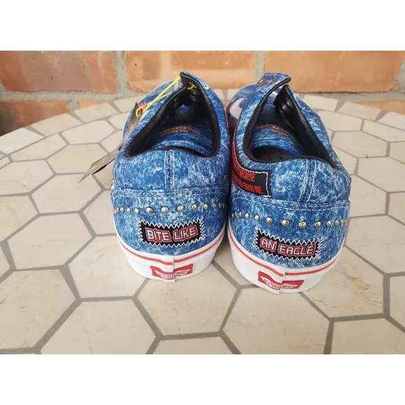 Sz 10 NEW Vans Cobra Kai Eagle Fang Old Skool Skate Shoes Mens Denim Blue