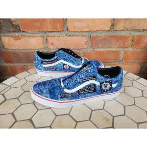 Sz 10 NEW Vans Cobra Kai Eagle Fang Old Skool Skate Shoes Mens Denim Blue