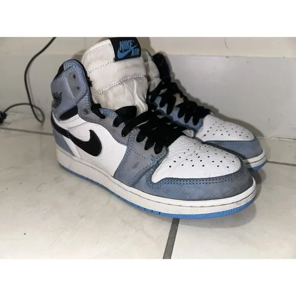 Sz 6 Y Nike Jordan 1 Retro High OG University Blue GS 6Y 575441 134 No Soles Dmg