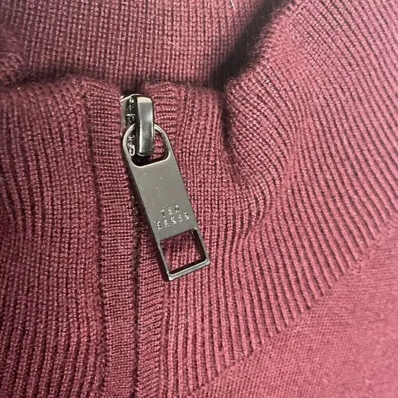 Ted Baker Men's XL Pullover Burgundy Half Zip Long Slv Sweater Mock Neck Zip Up