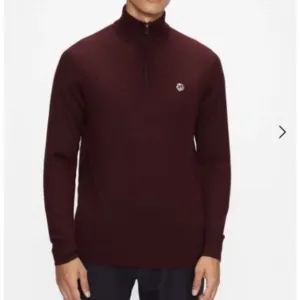 Ted Baker Men's XL Pullover Burgundy Half Zip Long Slv Sweater Mock Neck Zip Up