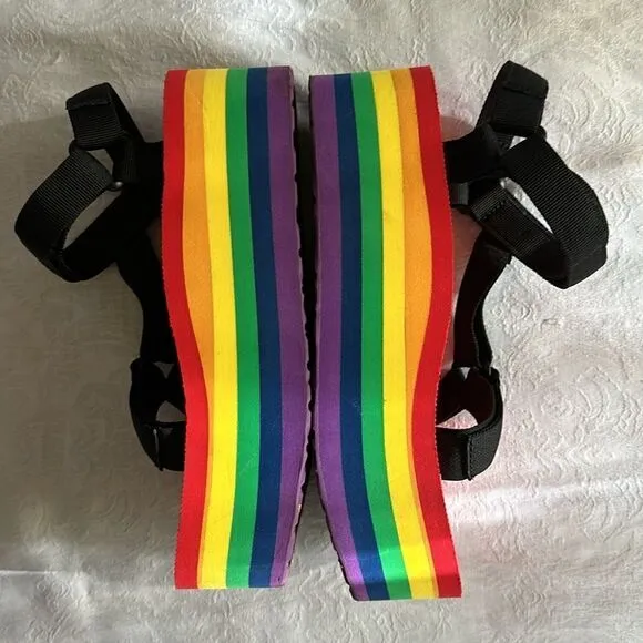 Teva Flatform Universal Rainbow Pride Platform Sandals Womens Size 9