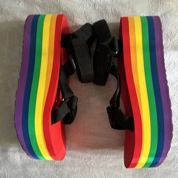Teva Flatform Universal Rainbow Pride Platform Sandals Womens Size 9
