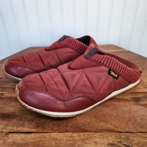 TEVA Men's 'ReEmber' Slip-on Quilted Shoes in Burgundy size 13