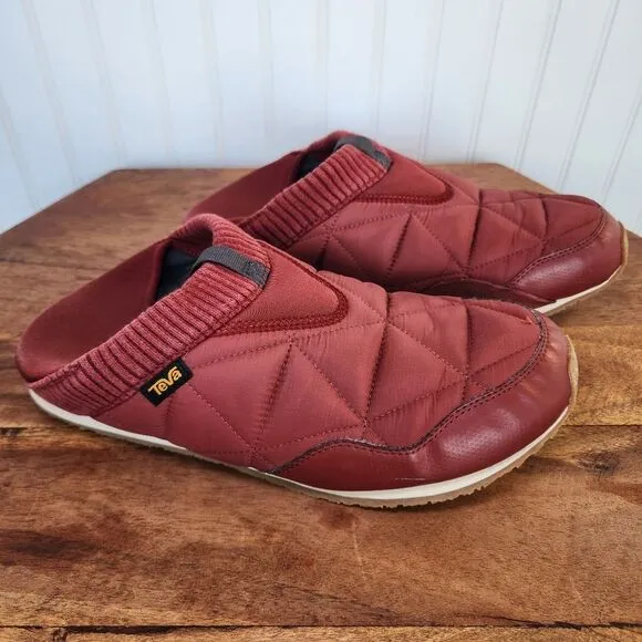 TEVA Men's 'ReEmber' Slip-on Quilted Shoes in Burgundy size 13