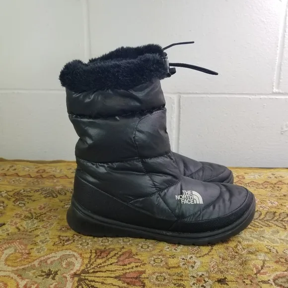 The North Face Nuptse black goose down insulated quilted winter boots