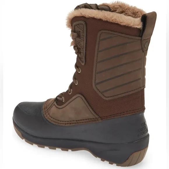 THE NORTH FACE Shellista IV Mid Waterproof Insulated Boot Leather Fur Trim Sz 11