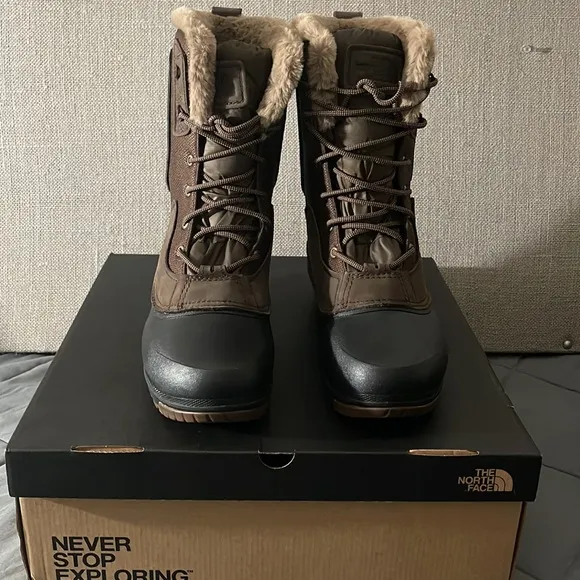 THE NORTH FACE Shellista IV Mid Waterproof Insulated Boot Leather Fur Trim Sz 11