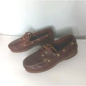 Timberland Classic 2-Eye Boat Brown Leather Shoes Lace Up Size US 7 UK 5 EU 38