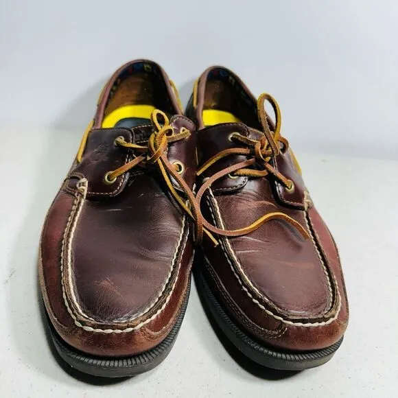 Timberland Kia Wah Bay Brown Leather 2 Eye Classic Men's Boat Shoes Sz 12M