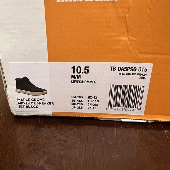 Timberland Maplegrove Chukka Boots Mid Lace Sneaker Men 10.5 Jet Black Hiking‎