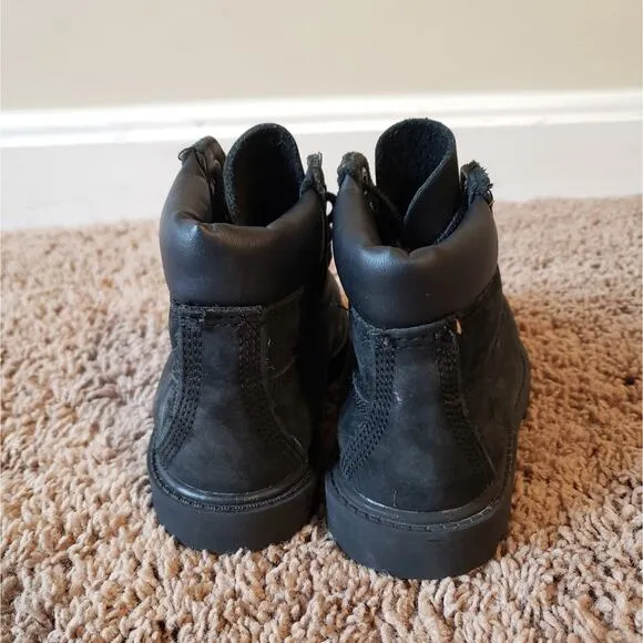 Timberland premium 6&quot; waterproof boot lace up nubuck leather black toddler 9