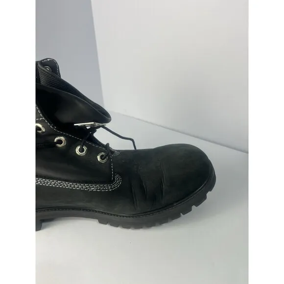 Timberland Roll Top Black boots Men Size 13 Silver Stitch