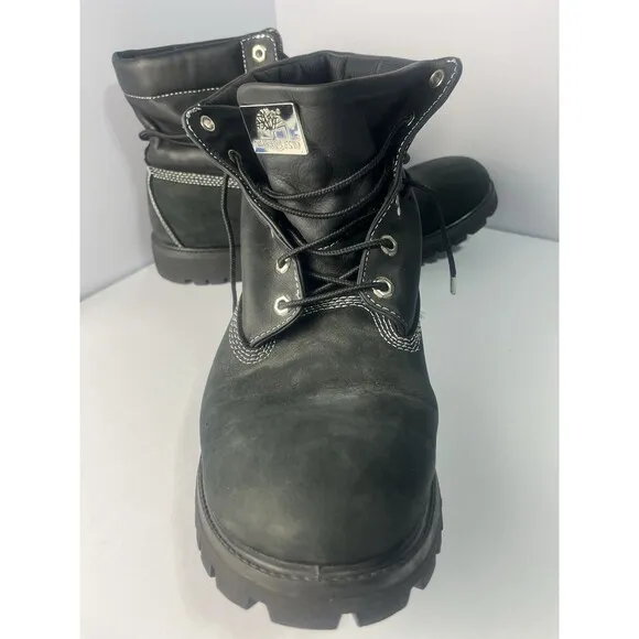 Timberland Roll Top Black boots Men Size 13 Silver Stitch