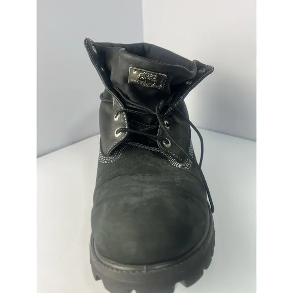 Timberland Roll Top Black boots Men Size 13 Silver Stitch